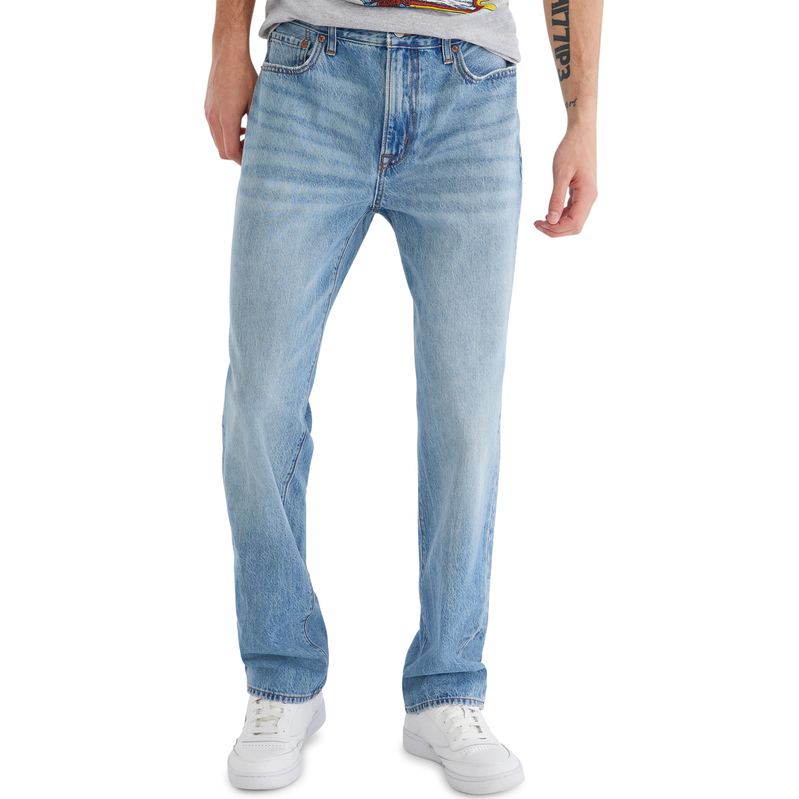 AEROPOSTALE Men’s Aero Relaxed Jean, Light Wash, 34W x 32L