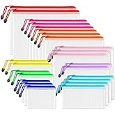 SUNEE Multisize Mesh Zipper Pouches (9 Colors, 24 Packs), Zip Bag for School Office Supplies, Puzzles & Games Organizing Storage