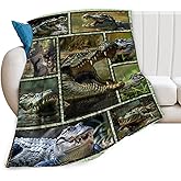 Baegopa Crocodile Blanket Alligator Throw Blanket Cozy Plush Fleece Flannel Animal Blankets Lightweight Fuzzy Party Gifts for Girls Boys Women Men 50"X40"