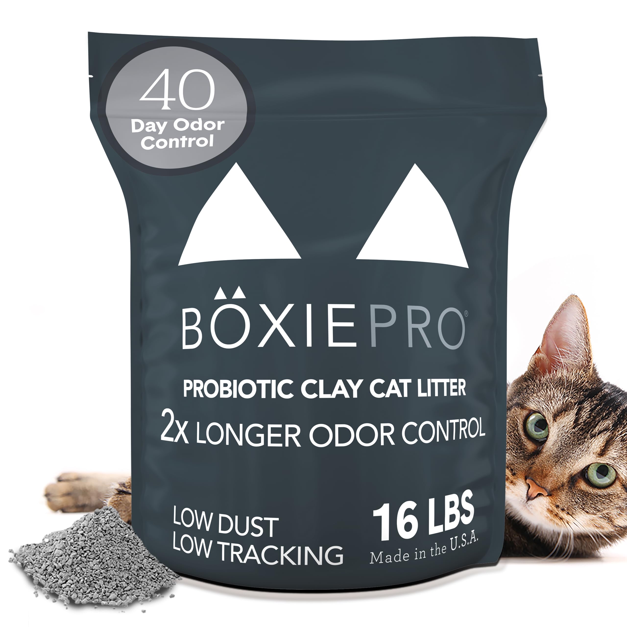 Photo 1 of Boxie Probiotic Cat Litter, 30 Day Odor Control, Clumping Clay Kitty Litter, Odor Eliminating Probiotics, Dust-Free, No Fragrances No Fillers, 16 lb