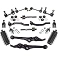 18 Pc Complete Suspension Kit Lower Control Arms Rack & Pinion Bellow Boots Upper Ball Joint Adjustable Tie Rod Linkages & Sway Bars Upper Shock Mount Bushing