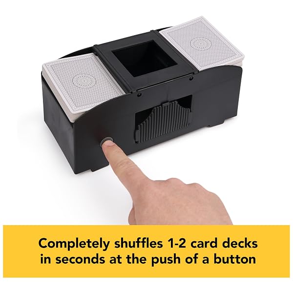 SPIN MASTER GAMES, CARDINAL CLASSICS PREMIUM AUTOMATIC CARD SHUFFLER FOR POKER & OTHER GAMES, FAMILY GAME NIGHT, EASY-TO-USE FOR ADULTS & KIDS, FOR AGES 8 & UP