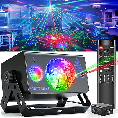 OIEZISRO Party Lights Dj Disco Ball Light, LED Stage Strobe Lights Sound Activated with Remote Control for Xmas Club Bar Parties Holiday Christmas Birthday Wedding Home Decorations