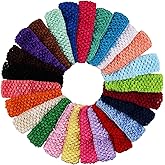 Numblartd 25 Pcs Colourful Crochet Elastic Headbands Hair Accessories - 1.5 Inch Width Stretch Hair Bands DIY Head Bows and Flower Accessories