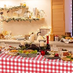 WNINK 4 Pack Red Gingham Tablecloth Rectangular Red