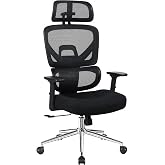 VECELO High Back Ergonomic Office Chair, Big and Tall Mesh Desk Chair with Wheels, Tilt Function, 3D Headrest, Lumbar Support, Swivel Rolling Computer Chair for Task, Home Office, Black