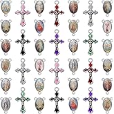 WenRity 60Pcs/30Set Rosary Making Kits Supplies Religion Cross and Center Medal Charms Alloy Picture Jesus Enamel Pendant for Diy Prayer Necklace Jewelry