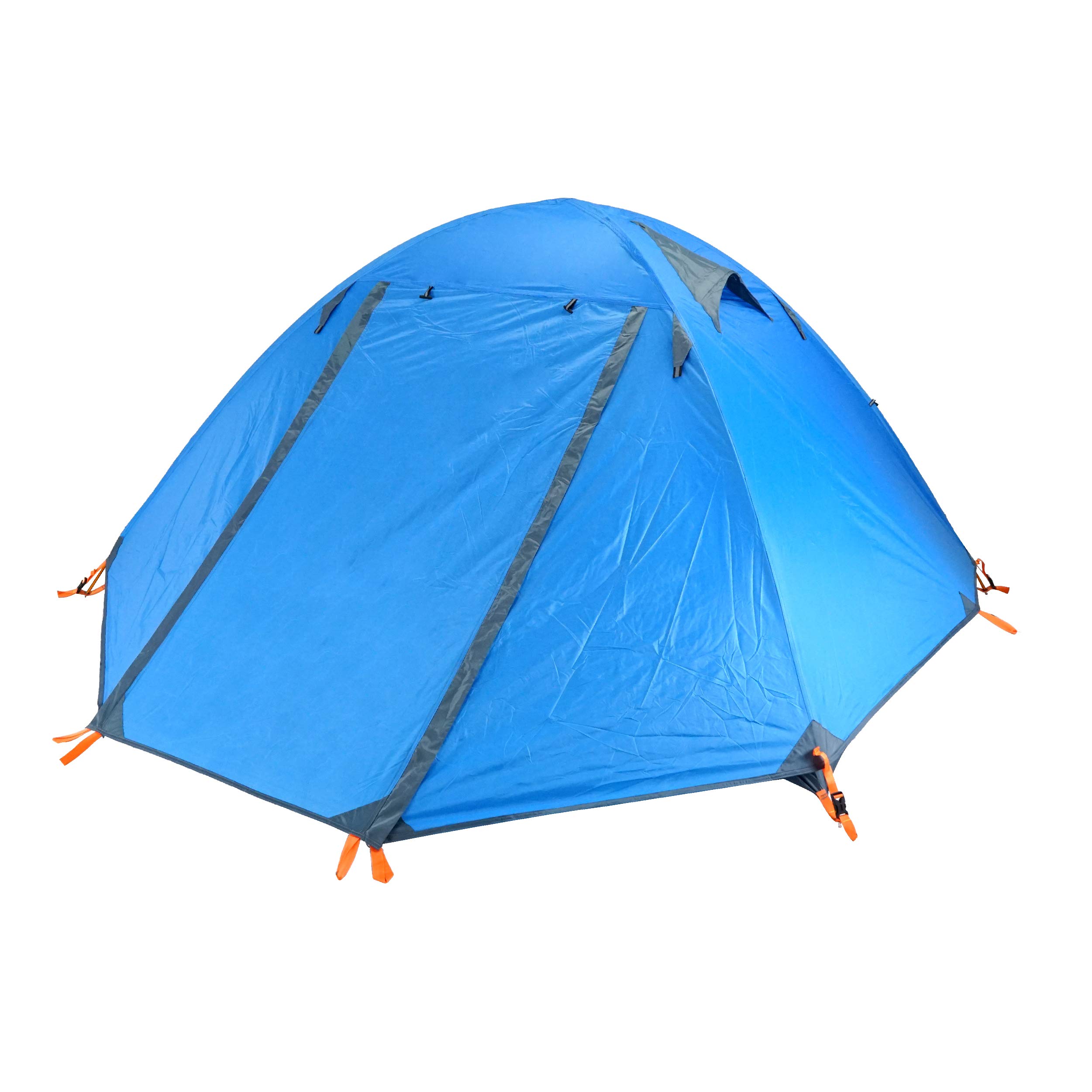 Azarxis Camping Tent 1 2 Man Person 4 Season Easy Set Up Waterproof Double Layer Lightweight Aluminum Pole for Backpacking Hiking Trekking Travel Climbing Outdoor (Blue - 2 Person - 4 Season)
