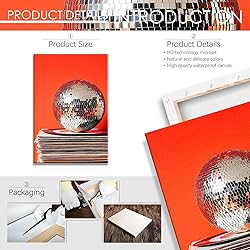 Vintage 70s Disco Ball Wall Art Posters Trendy Red