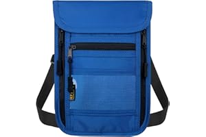 sundee Travel Neck Wallet with Double Zippers, RFID Blocking Passport Holder with Adjustable Neck Strap for Men and Women to Keep Cash, Credit Cards and Travel Documents Safe - Dark Blue