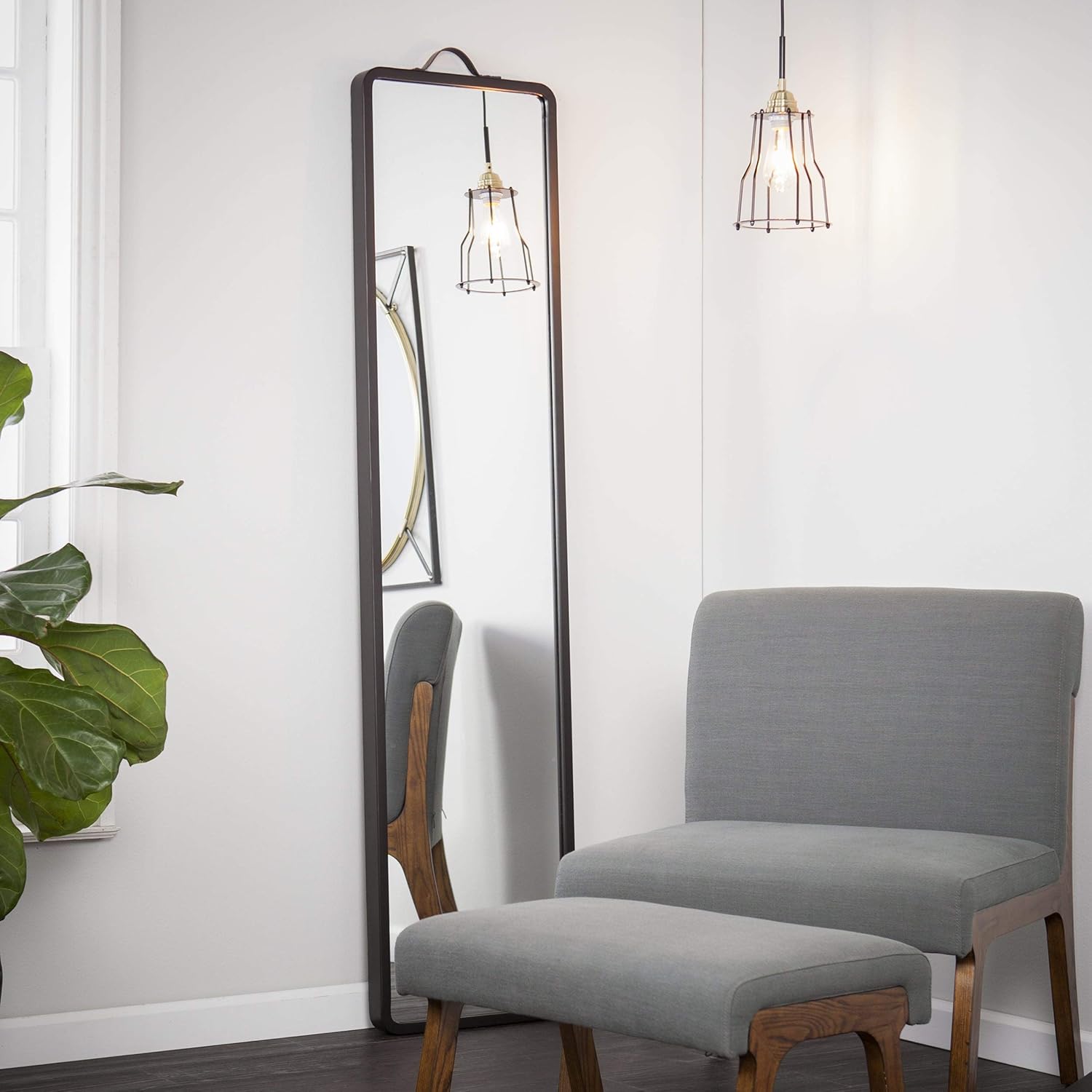 Amazon Com Floor Leaning Full Length Mirror Matte Black