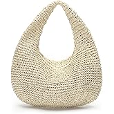 Herald Handmade Crescent Straw Bag for Women, Summer Beach Hobo Raffia Woven Underarm Shoulder Handbag Purse Tote