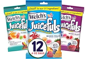 Welch's Juicefuls Juicy Fruit Snacks, Mixed Fruit, Berry Blast & Island Splash Fruit Gushers Variety Pack, Perfect Stocking Stuffer for Kids, Gluten Free, 4 oz Sharing Size Bags (Pack of 12)