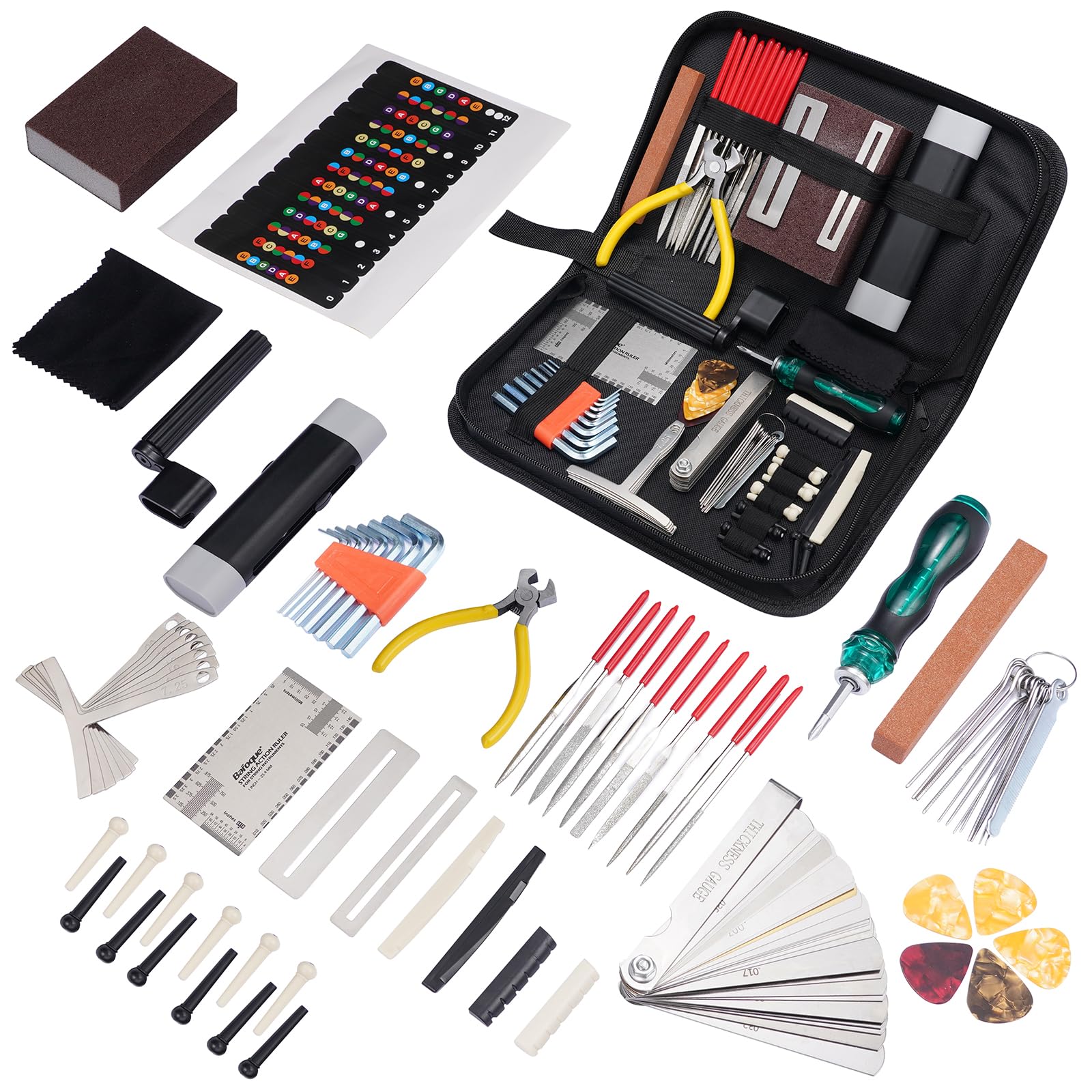 LEKATO Guitar Maintenance Tools Kit, 72PCS Repair Tools with Carry Bag, Guitar Care Cleaning Kit for Beginners