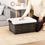 Cetomo 35L-3 Storage Boxes with Lids Stackable Nestable Clear Black view 4