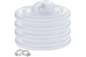 ZY-HOSETUBE Dust Collection hose 2-1/2 in × 5 ft Clear Flexible PVC Fume Hose with Carbon Steel Wire for Dust Collector Table Saw Planer Woodworking, Lightweight and Puncture Resistant, with 4 Clamps