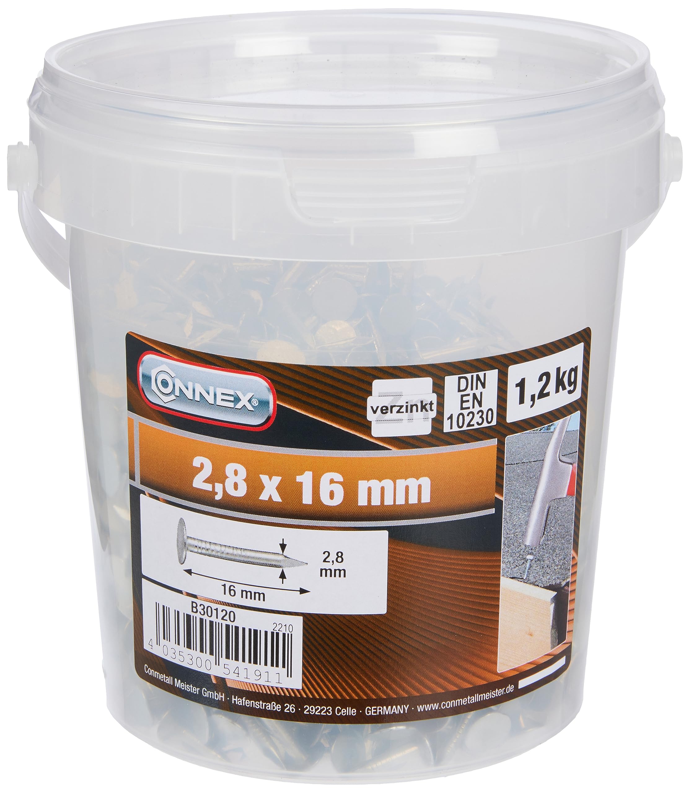 CONNEX B30120 2.8 x 16mm Roofing Nails in Bucket