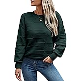 CCTOO Womens Oversized Pullover Sweaters: Casual Long Sleeve Crewneck Drop Shoulder Checkered Knit Fall Winter Jumper Tops