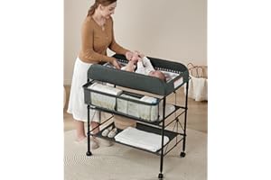 BEKA Diaper Changing Station, Portable Changing Table for Baby, Waterproof, Folding Portable Changing Station, Adjustable Height w/Organizer, Mobile Nursery Diaper Changing Table for Baby, Newborn