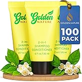 Golden Nature - Travel Size 2-in-1 Shampoo & Conditioner - Jasmine, 0.7 fl oz, 100 PK - Delight Your Guests with Soothing & Refreshing Conditioning Shampoo - Bulk Small Size Hotel Toiletries