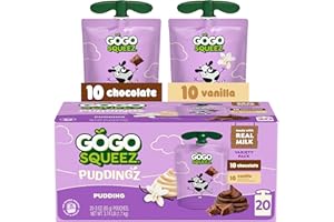GoGo squeeZ PuddingZ Variety Pack, On-the-Go Chocolate and Vanilla Pudding, 3 oz. Pouches (Pack of 20), BPA Free Pouches