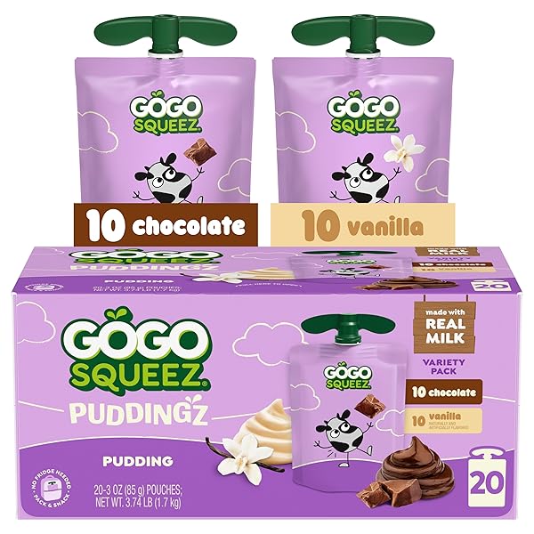 GOGO SQUEEZ PUDDINGZ VARIETY PACK, ON-THE-GO CHOCOLATE AND...