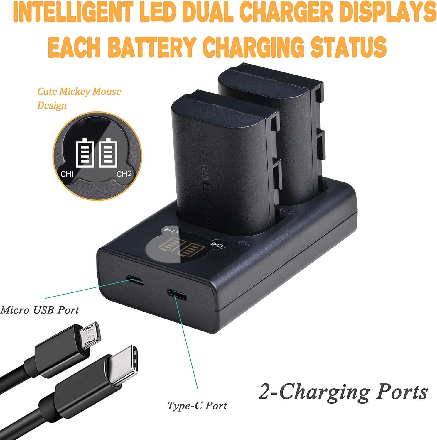 LP-E6 LP-E6N Pickle Power 2 Pcs 2600mAh 7.4V Battery & LED Dual Charger Compatible with Canon EOS 5D Mark II, 5D Mark III, 5D Mark IV, 5DS, 5DS R, 6D, 6D Mark II, 7D, 7D Mark II, 60D, 60DA, 70D, 80D.: Electronics