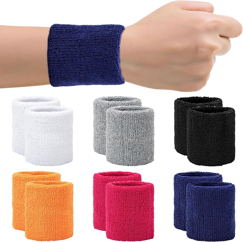 Youkly 12 PCS Sweat Bands Colourful Absorbent Wristbands 8x8 cm StyleA