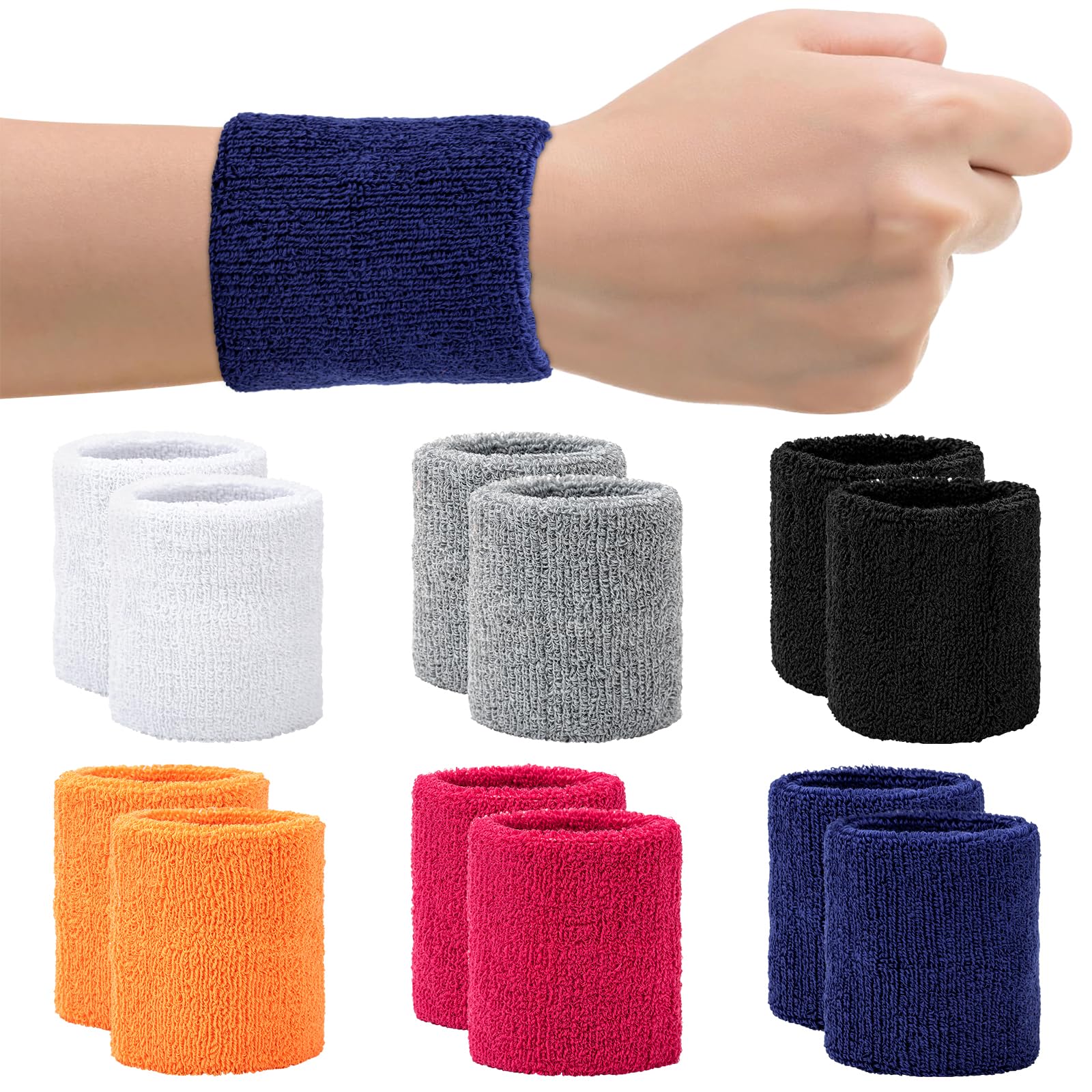 12 PCS Sweat Bands，Colourful Sweat Bands Wristbands, Absorbent Wrist Bands, Wrist Bands Men Women for Tennis, Basketball, Football, Running, Gymnastics (StyleA)