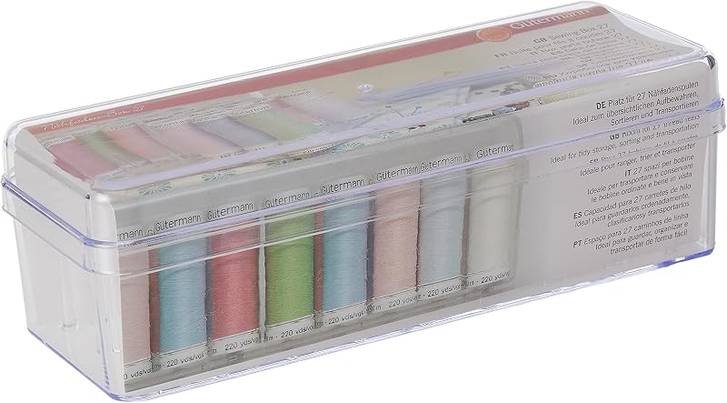 Gütermann Sewing Thread Box 27 Spools Storage Case Plastic Box