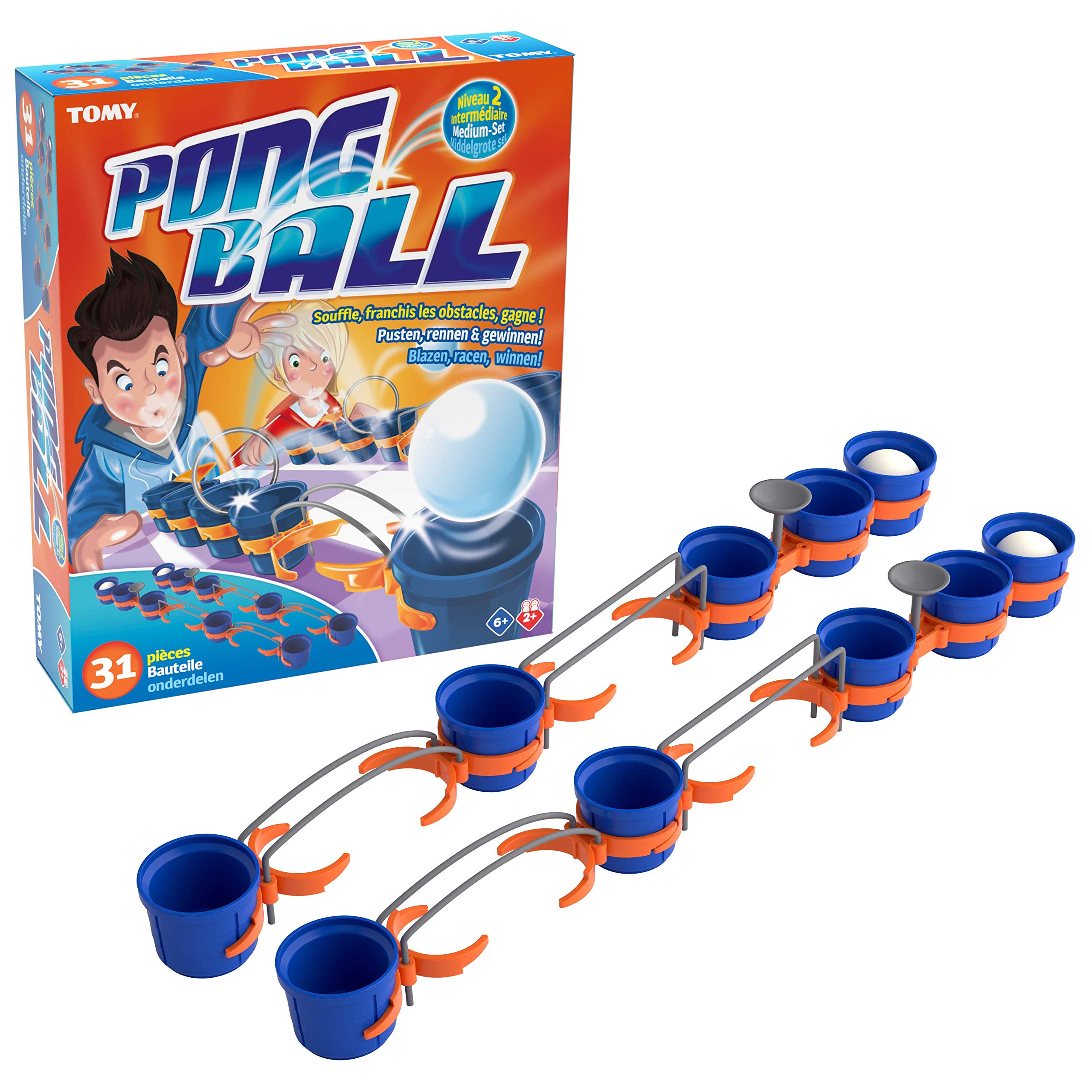 Tomy T73019 10 Cups, 4 Ping Pong Balls, 10 Small Large Attachments, 2 Tees, 2 Rounded Parallel Bars, 1 Instruction Manual (may not be in English) - Multi-Coloured