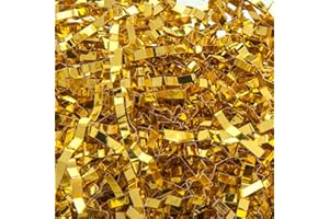 Caleihd Crinkle Cut Paper Shred Filler 1LB Shredded Paper for Gift Box Baskets Wrapping and Filling (Gold)