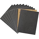 12-Sheet 220 Grit Wet Dry Sandpaper, 9 x 11 Inch Sand Paper Silicon Carbide Abrasive Sanding Sheets for Woodworking, Automotive and DIY Projects