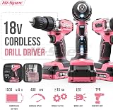 Hi-Spec 58pc 18V Pink Cordless Drill Driver Set Ladies Power Tool Rechargeable view 3