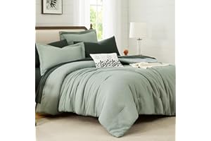 MaiRêve Sage Green Comforter Set Queen Size, Textured Design Minimalist Queen Bedding Sets 7 Pieces, All Seasons Bed in A Bag Queen with Sheets, Comforter, Pillowcases & Shams