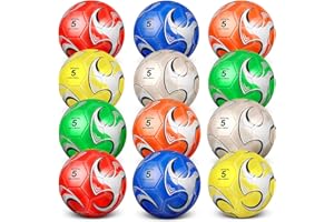 Supervitae 12 Pack Soccer Balls for Teen Adult Bulk Deflated Soccer Balls with Pump Outdoor Indoor Training Practice for School Sports Game Birthday Gift Party Back to School