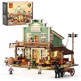 FUNWHOLE Western General Store Lighting Building-Bricks Set, 1895 Pcs | The Old West Town Collection Display Set for Adults and West Lovers, Creative Educational Interactive Toys
