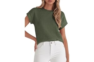 PRETTYGARDEN Women's 2026 Spring Fashion Sweater Vest Business Casual Crochet Tops Cap Sleeve Knit Shirt Beach Summer Outfits