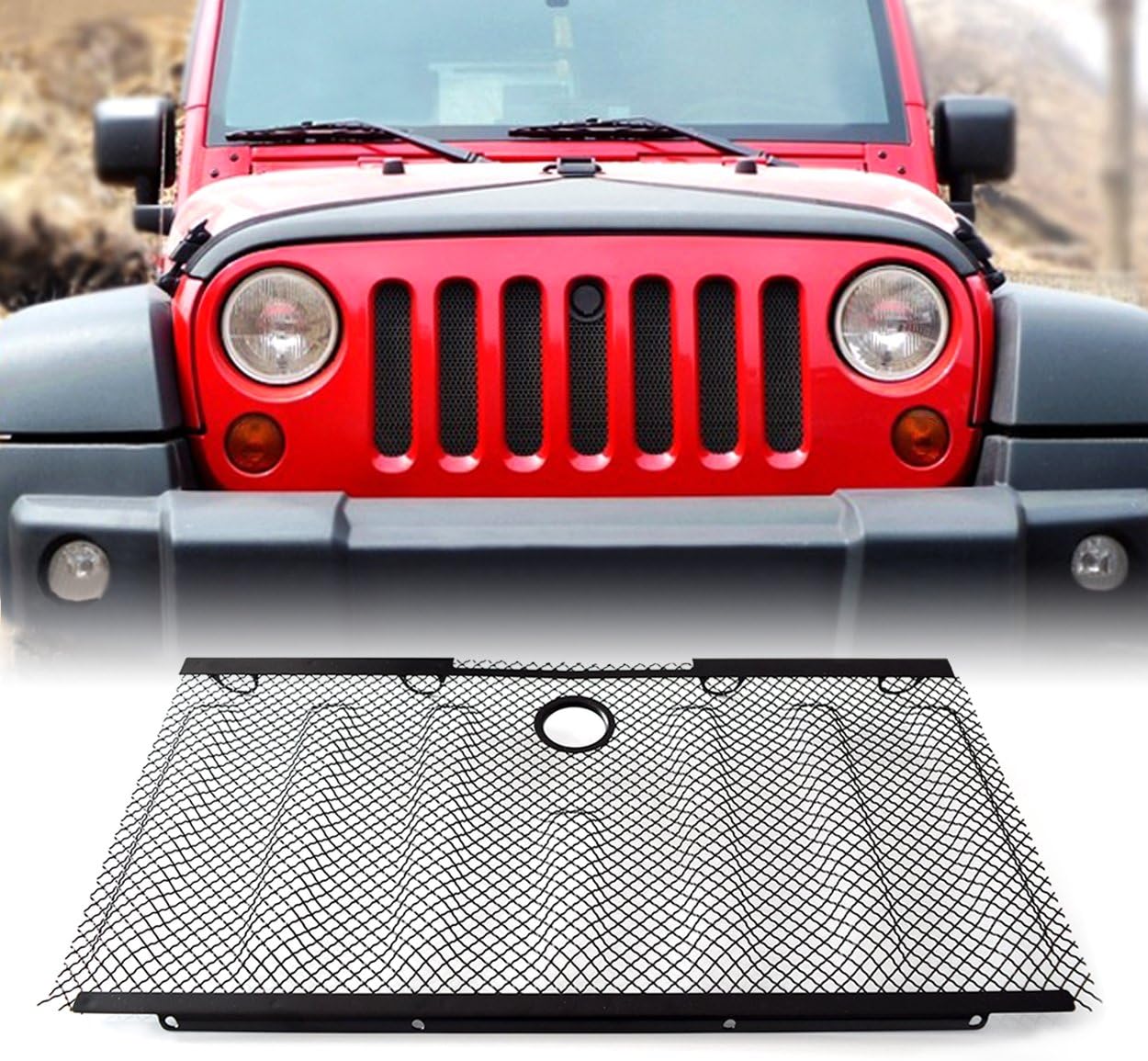 allinoneparts New Front Mesh Grille Grill Grid Inserts Bug Net for 2007-2015 Jeep Wrangler JK JKU