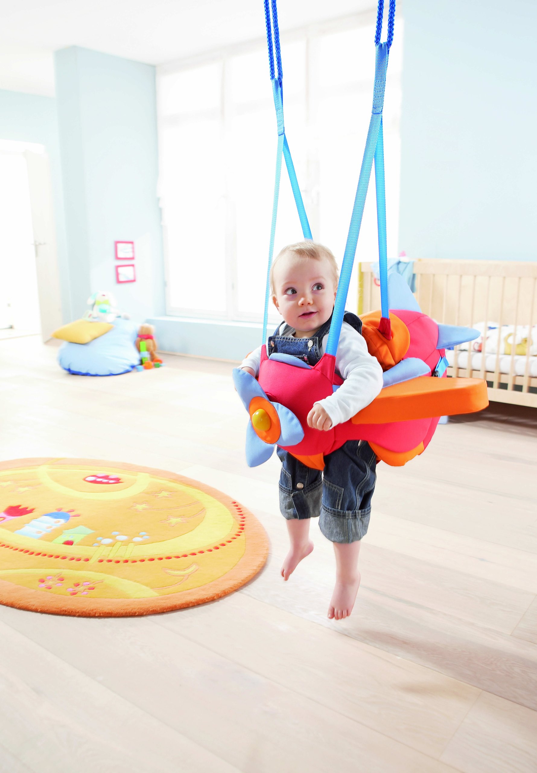 HABA Aircraft Swing Indoor Mounted Baby Swing with Adjustable Straps