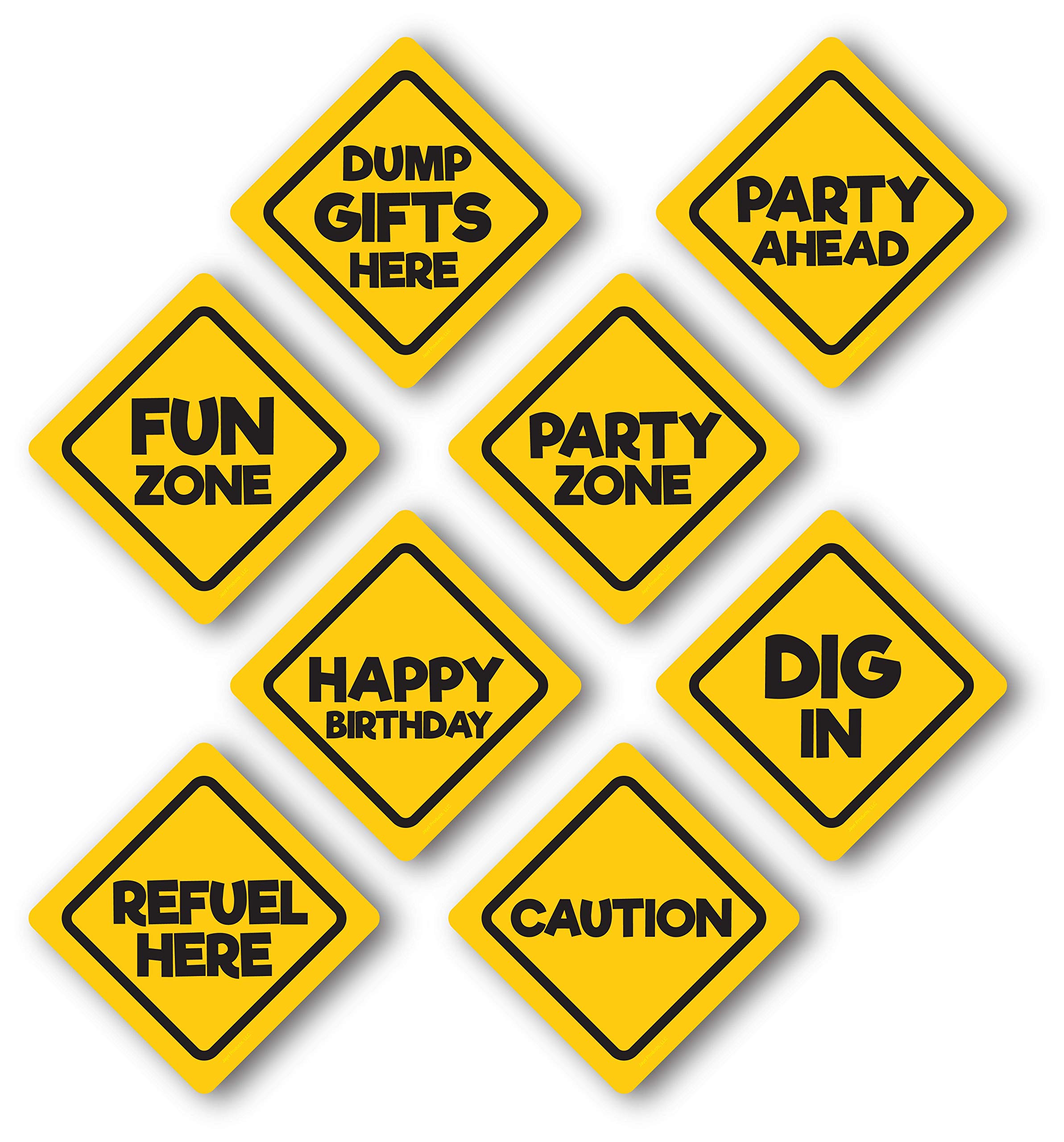 Construction Birthday Party Signs Glossy 8 Pack Medium Size 8