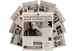 AKBOK Vintage Horror Movie Newspaper Article Poster Classic Scary Movie Character Poster Newspaper Art Prints Home Theater Set for Man Cave Living Room Bedroom 8”X 10” Unframed 9Pcs