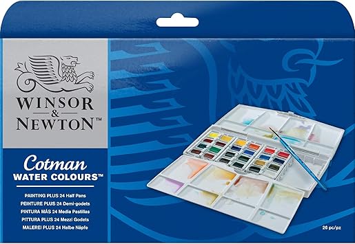 Winsor Newton Cotman Water Colour Painting Plus Set Set Of 24 Half Pans Multicolored