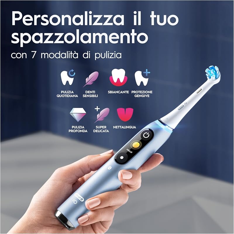 iO 9 Spazzolino Elettrico Ricaricabile, 1 Testine di Ricambio, Blu