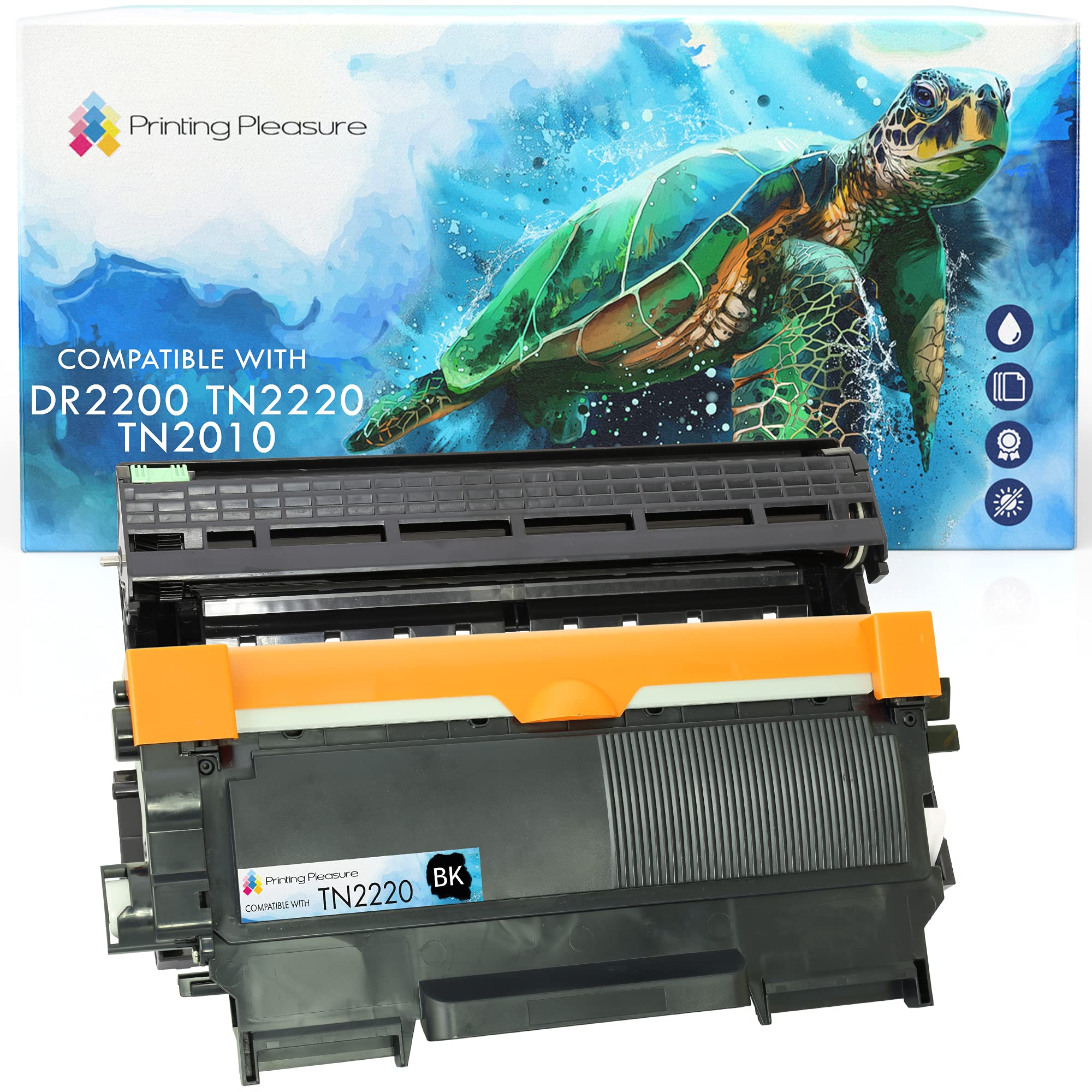 Printing Pleasure DR2200 Drum Unit & TN2220 Toner Cartridge compatible with Brother DCP-7055 DCP-7060D DCP-7065DN HL-2130 HL-2132 HL-2240 2240D 2250DN 2270DW MFC-7360N FAX-2840 - Black, High Yield