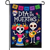 Dia De Los Muertos Decorations - Mexican Sugar Skull Garden Flag | Day of the Dead Altar Decor Backdrop | Dia De Los Muertos Party Favors Accessories for Yard Porch Patio Lawn Outdoor