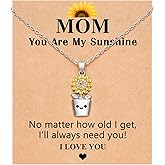 BxkSky Mom You Are My Sunshine - Sunflower Necklace for Mom Christmas Birthday Mothers Day Gifts