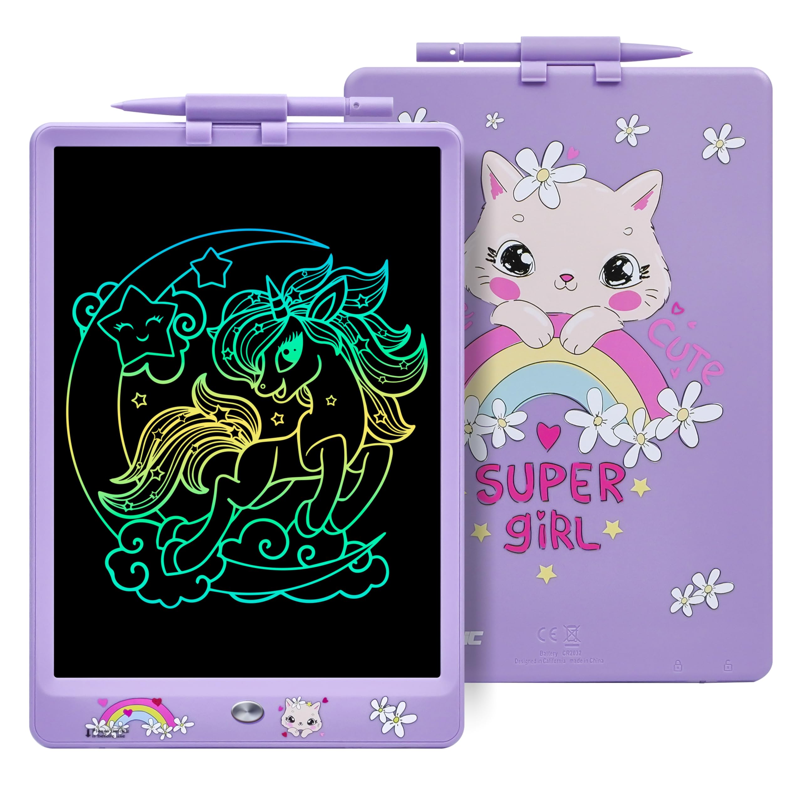 DYNA-PM Cat Writing Tablet Children 10 Inch, LCD Drawing Tablet Children's Magnetic Whiteboard Dinosaur Toy Gift 2 3 3 4 5 6 7 8 Years.