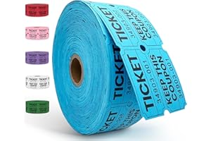 PM Company 2000 Pcs (1000 Pairs) Raffle Tickets Double Roll, 50/50 Blue Raffle Tickets for Events, Entry, Carnivals, Fundraisers, Classroom Rewards, and Prizes - Premium Quality