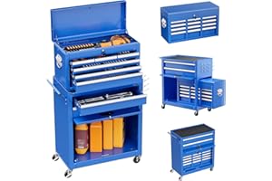 Pataku 8 Drawer Tool Chest with Wheels, 2-in-1 Detachable Rolling Tool Box, Large Metal Tool Cabinet, Garage/Workshop(Blue)